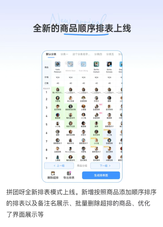 发布拼团时开启竖装排表